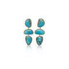 14k Morenci Turquoise Triple Drop Earrings