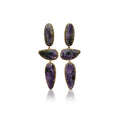 14k Purpurite Triple Drop Earrings