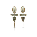 14k Mother of Pearl Triple Drop Earrings with Spike