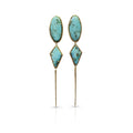 14k Turquoise Stone Double Drop Earrings with Spike