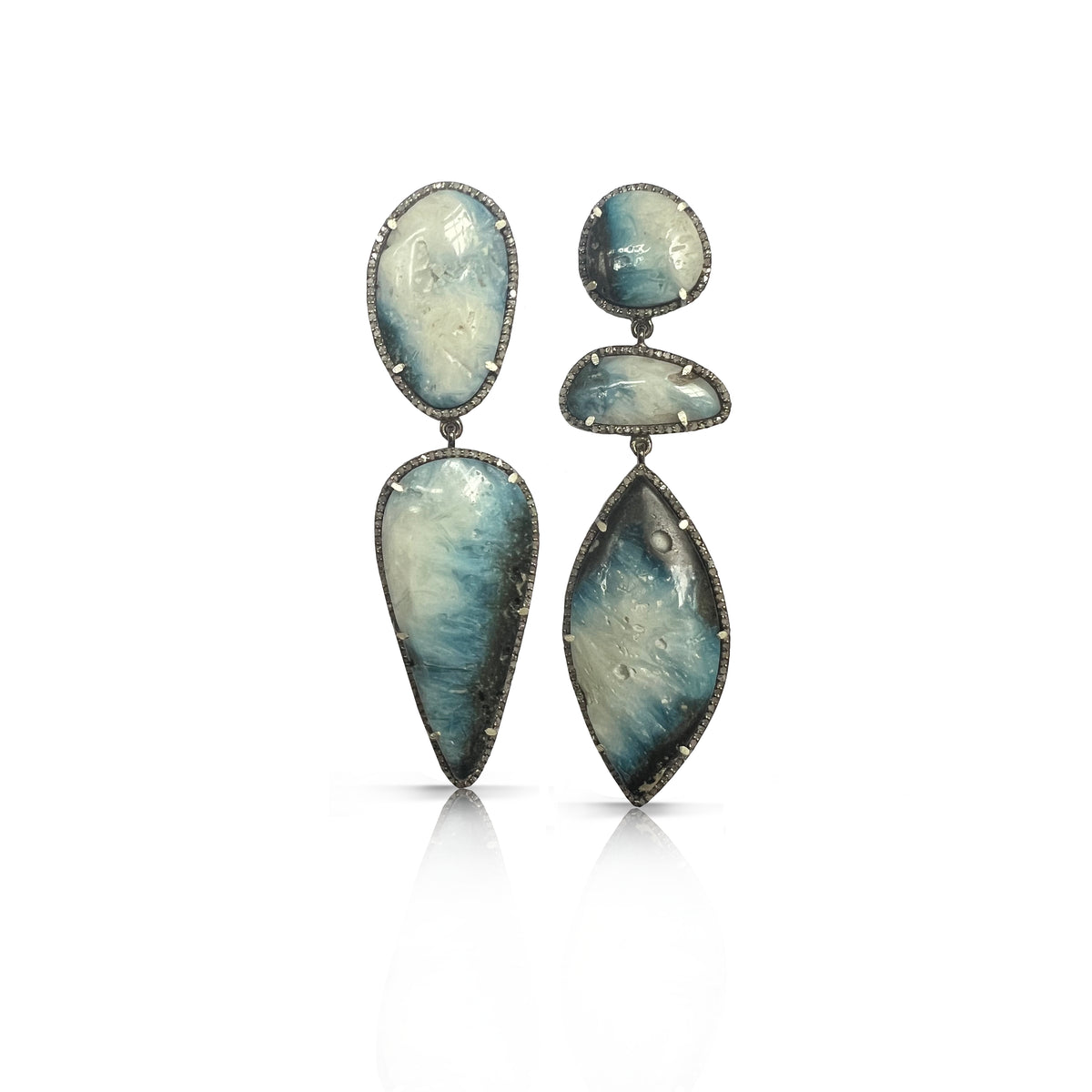 Blue Ice Palm Stone Drop Earrings