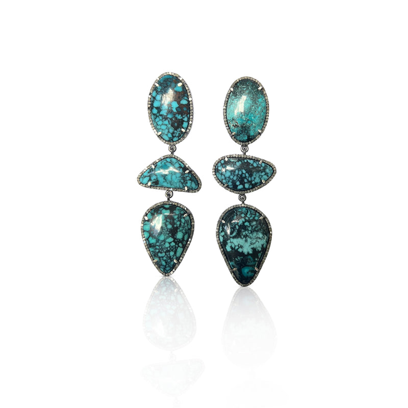 Hubei Turquoise Triple Drop Earrings