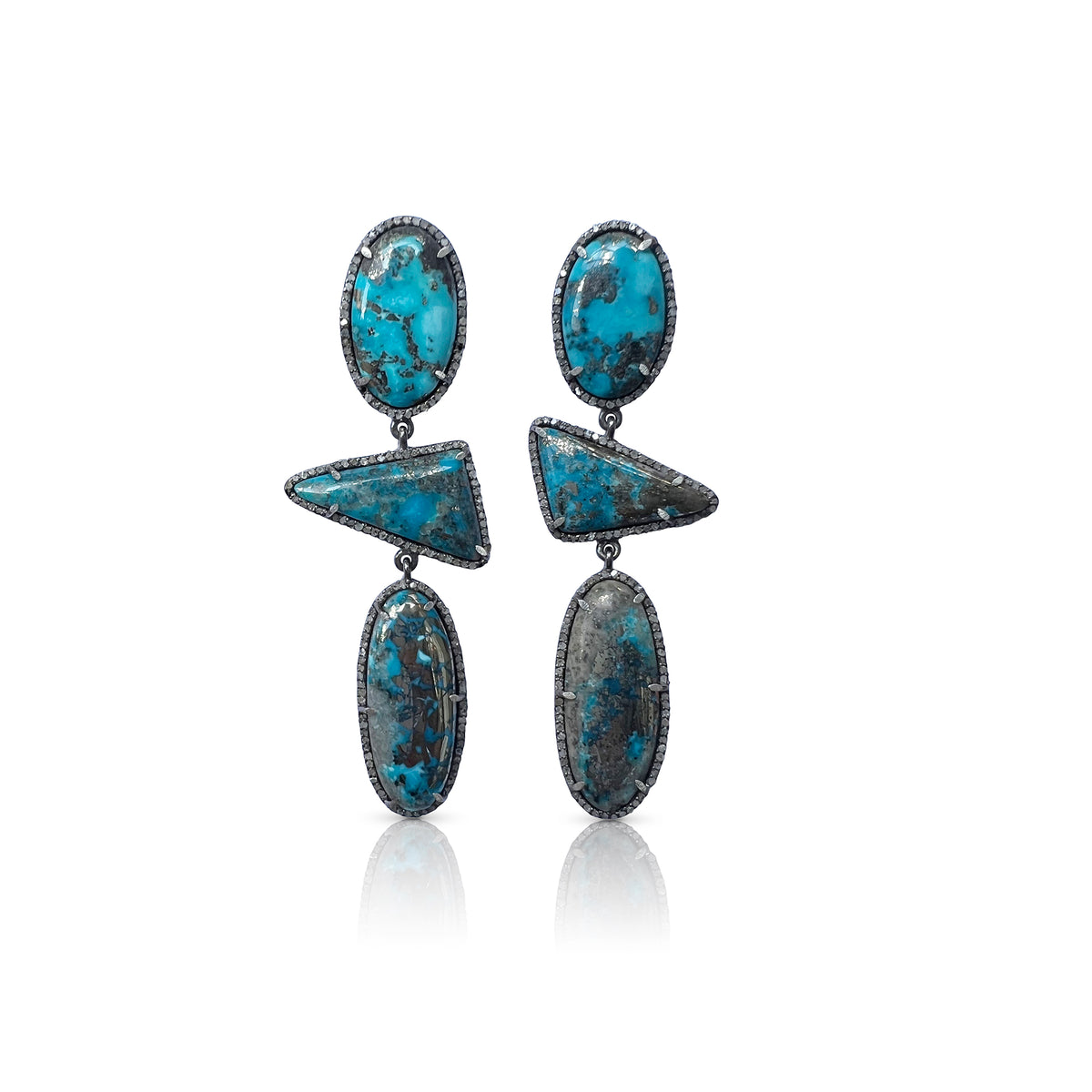 Kingman Turquoise Triple Drop Earrings 5