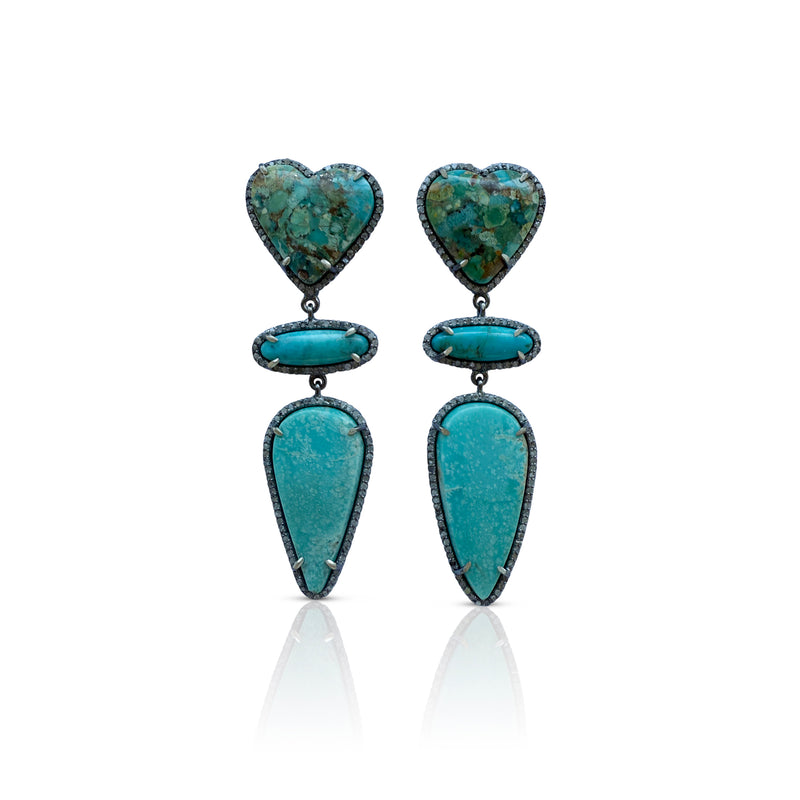 Patagonia + Whitewater Turquoise Triple Drop Heart Earrings