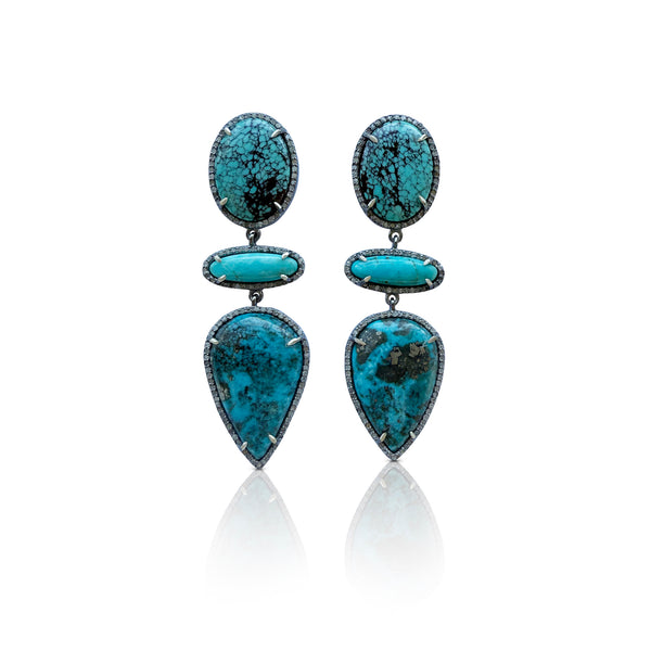Turquoise Triple Drop Earrings 1