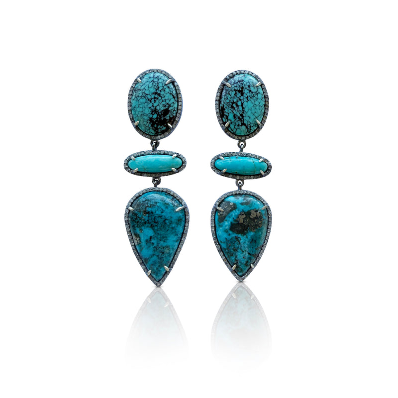 Turquoise Triple Drop Earrings 1