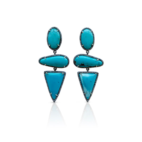 Turquoise Triple Drop Earrings 3