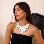 Light Horn Collar with Bezel Set Diamonds