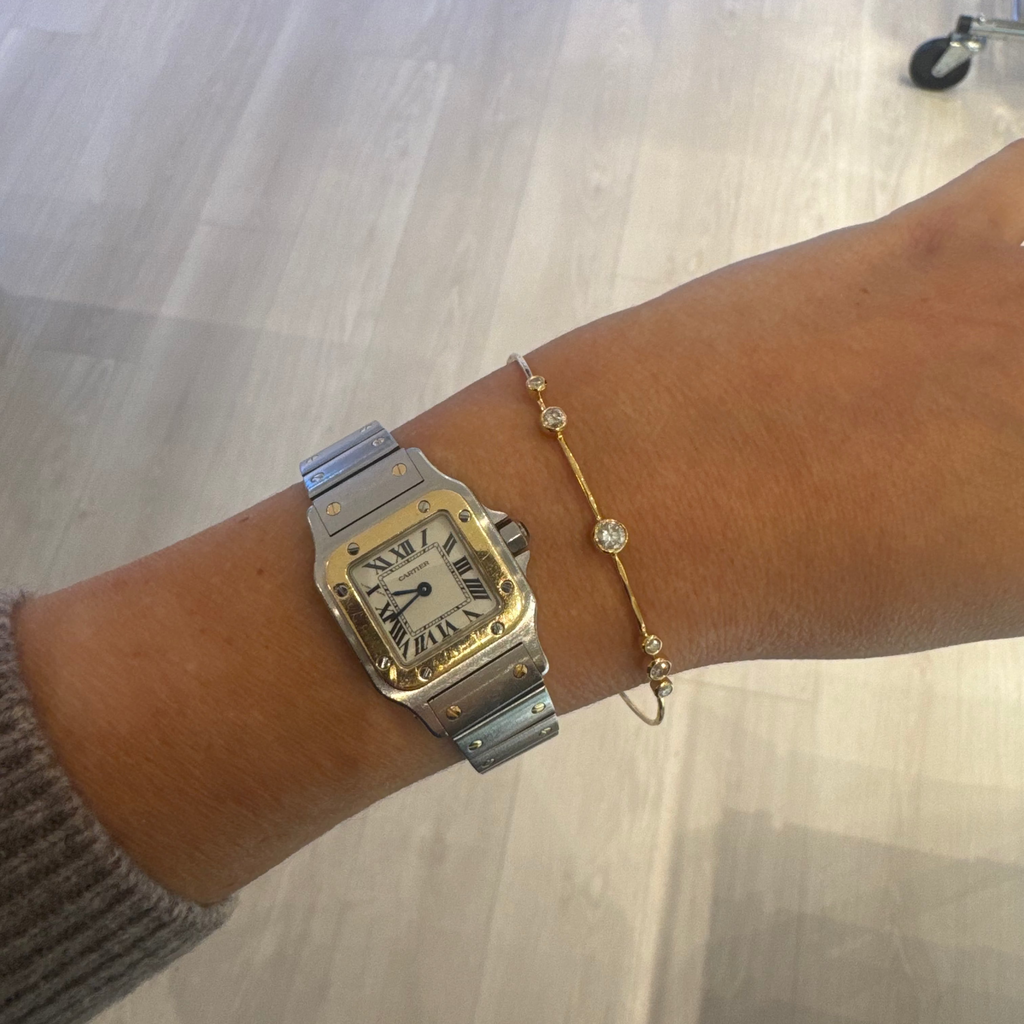 14k Diamond Hammered Wire Bracelet