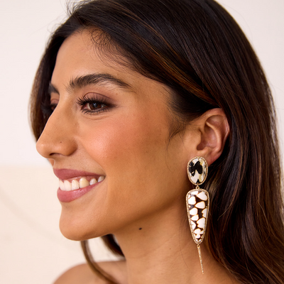 14k Double Drop Spiney Oyster Shell Earrings with Spike