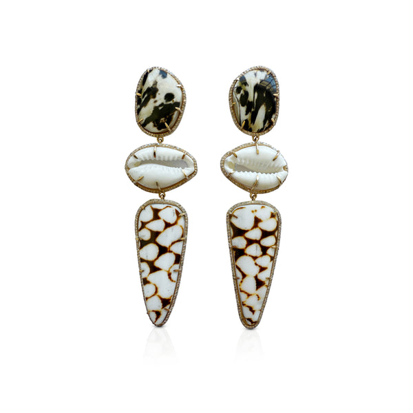 14k Shell Triple Drop Earrings