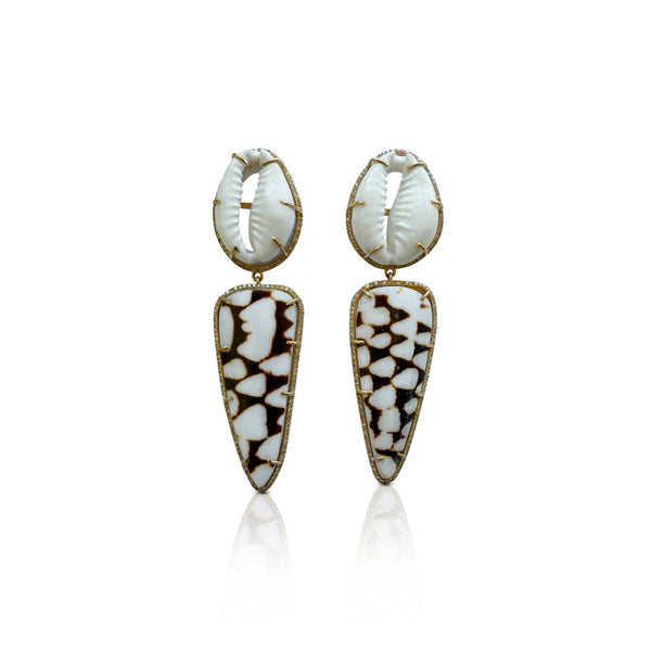 14k Shell Double Drop Earrings
