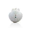 14k Bezel Turquoise + Diamond Clam Shell Charm
