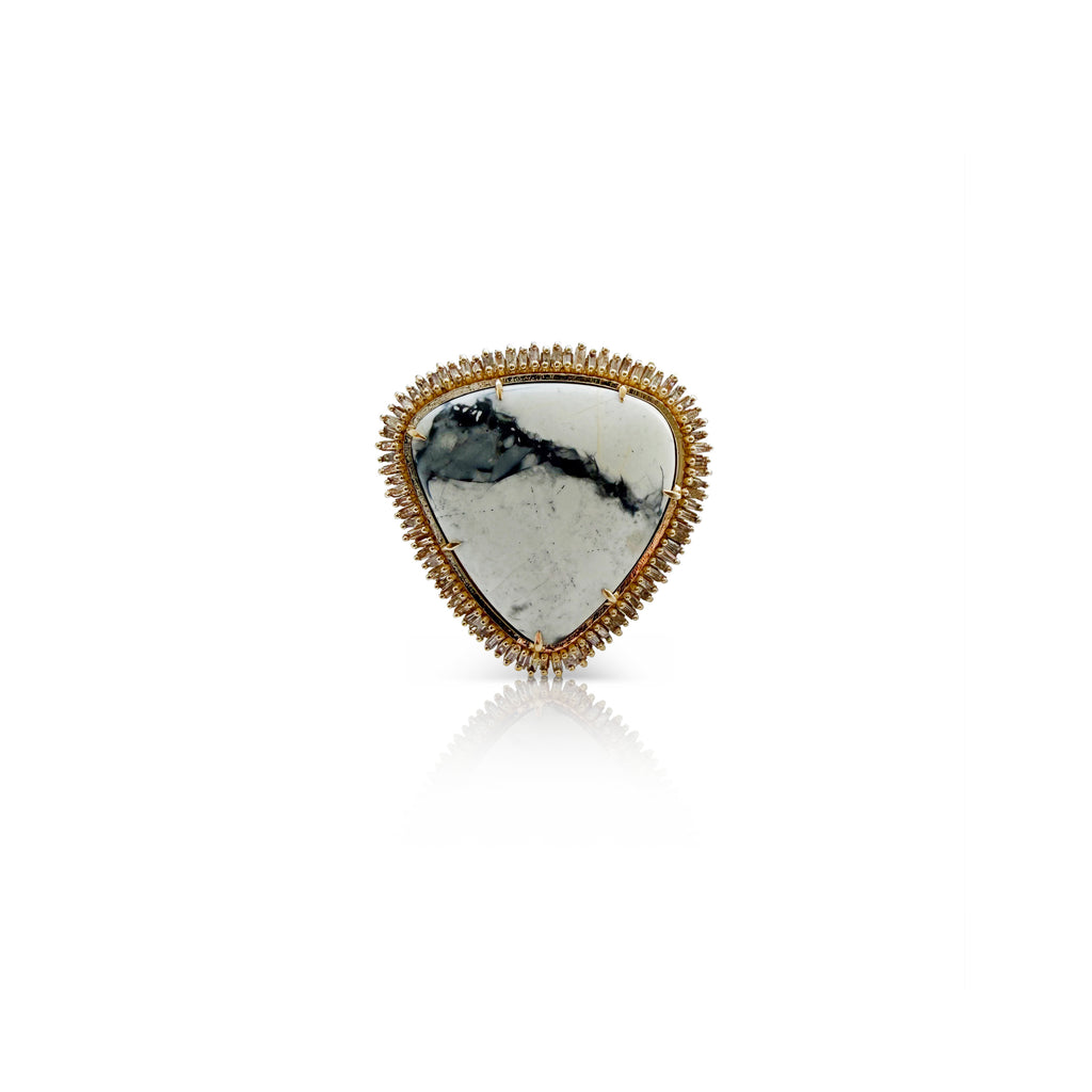 14k Wild Horse Jasper Diamond Ring