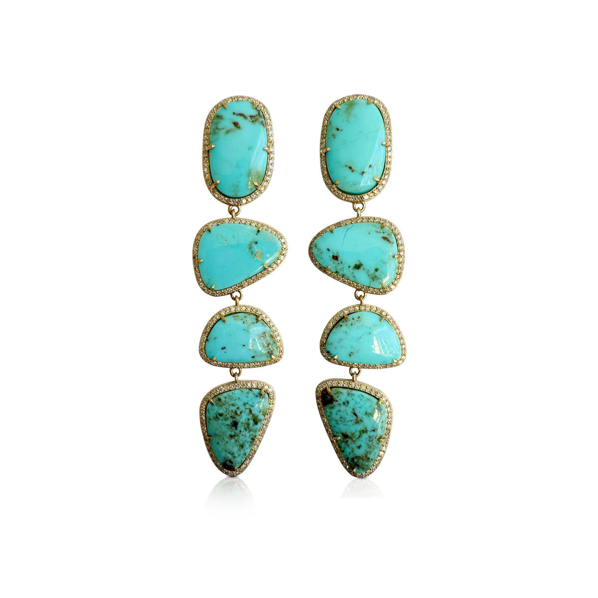 14k Quadri Drop Turquoise Earrings