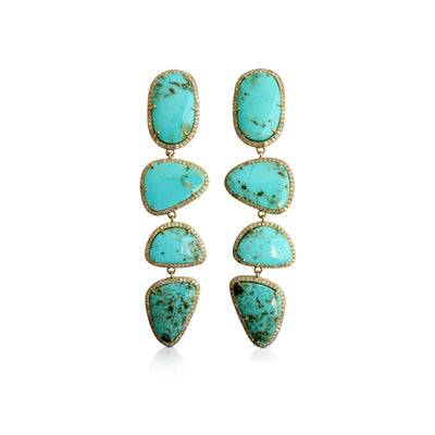 14k Quadri Drop Turquoise Earrings