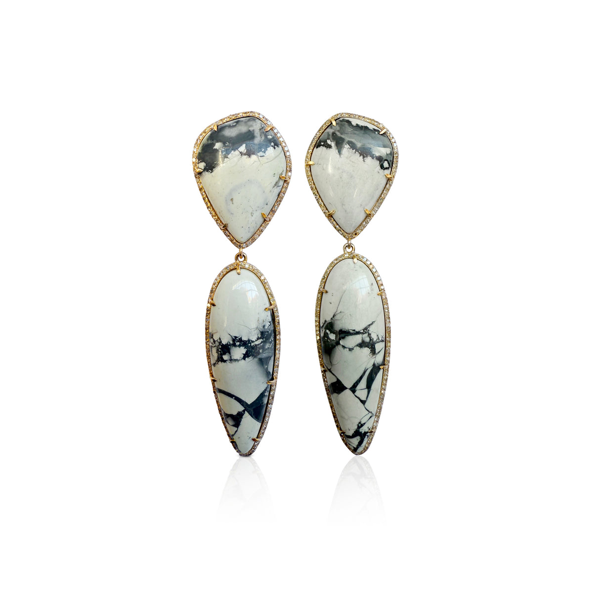14k White Buffalo Double Drop Earrings