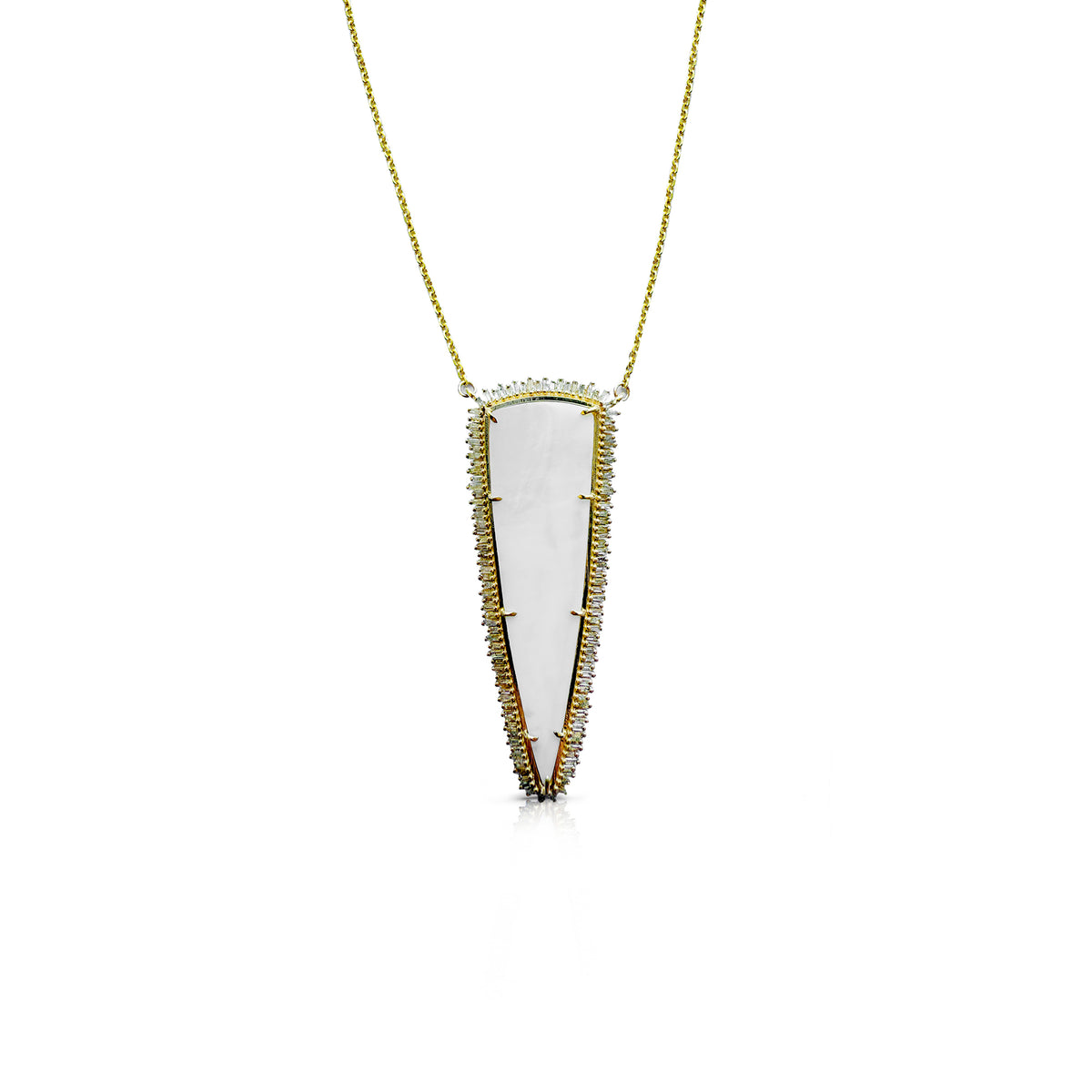 14k Medium Mother of Pearl Shield Necklace