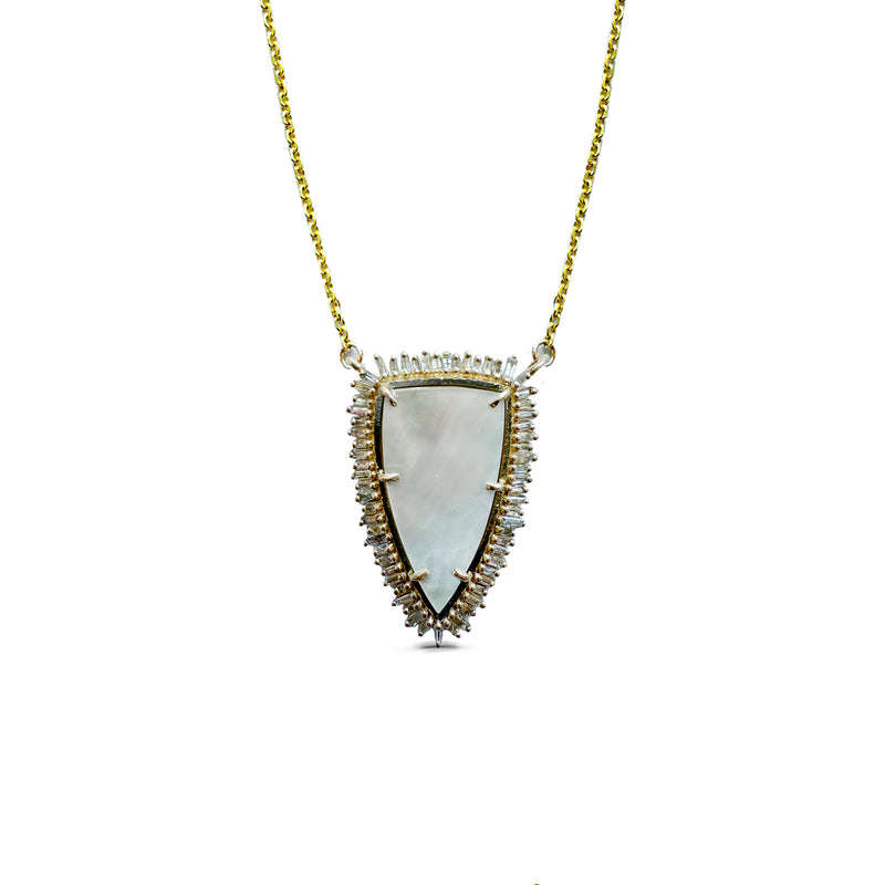 14k Mini Mother of Pearl Shield Necklace