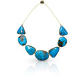 14k Gold and Diamond Sleeping Beauty Turquoise Necklace