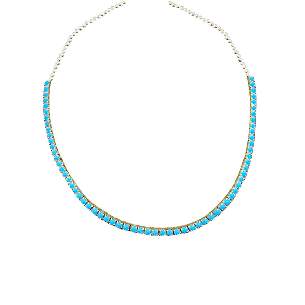 14k Turquoise Tennis Necklace