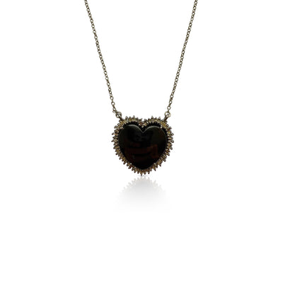 Black Onyx Baguette Heart Necklace