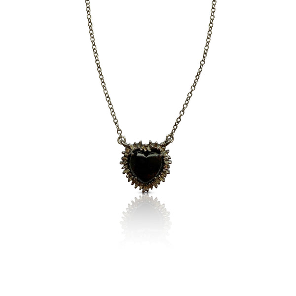 Mini Black Baguette Heart Necklace