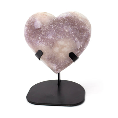 Rose De France Druze Heart In Custom Stand With Unique Smoothed Polished Face
