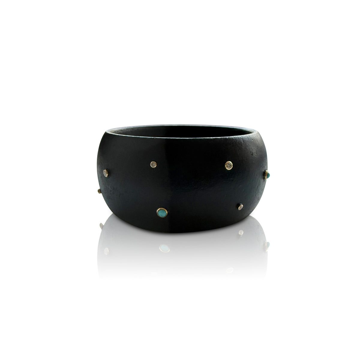 Wood Scattered Diamond + Turquoise Bangle