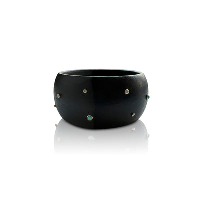 Wood Scattered Diamond + Turquoise Bangle