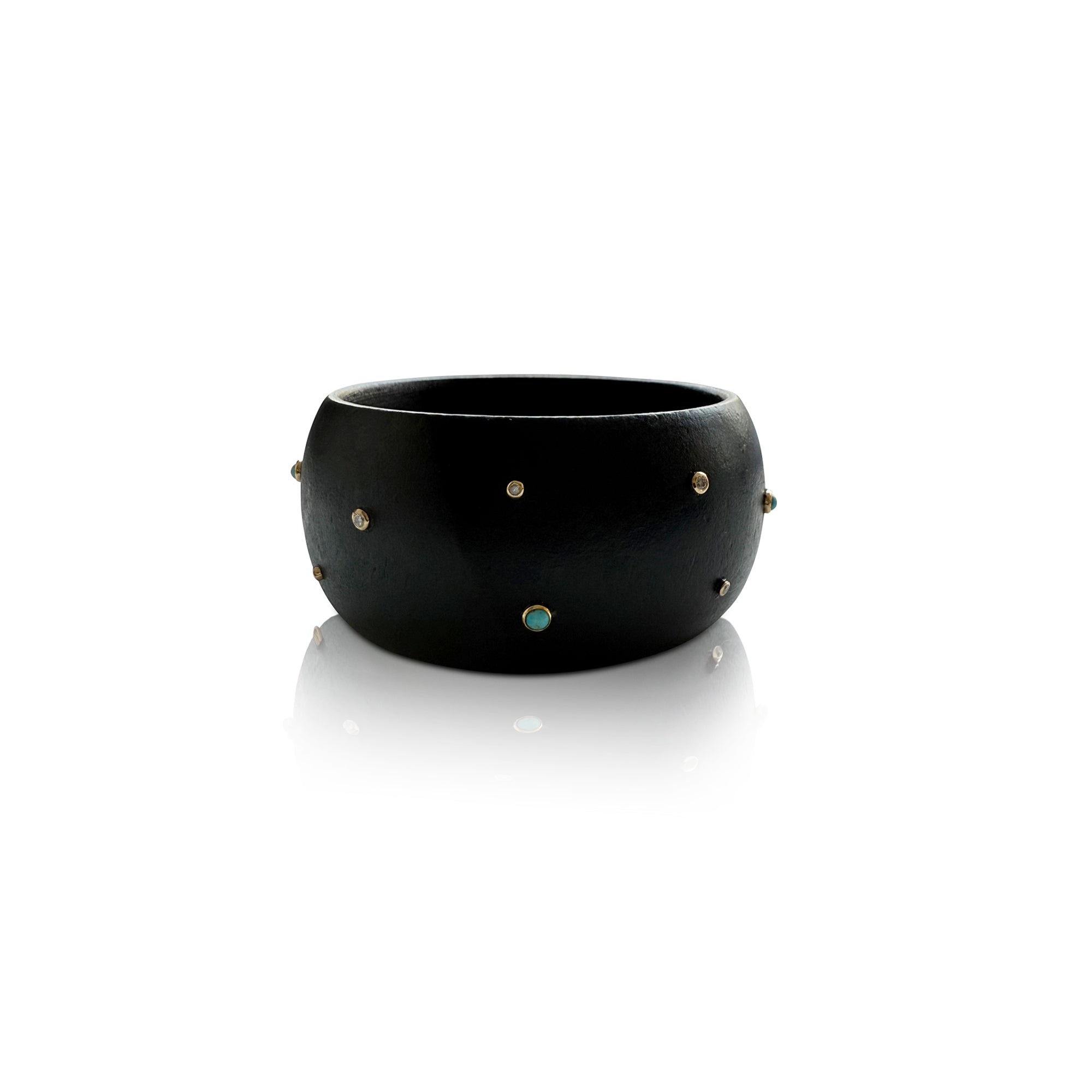 Wood Scattered Diamond + Turquoise Bangle