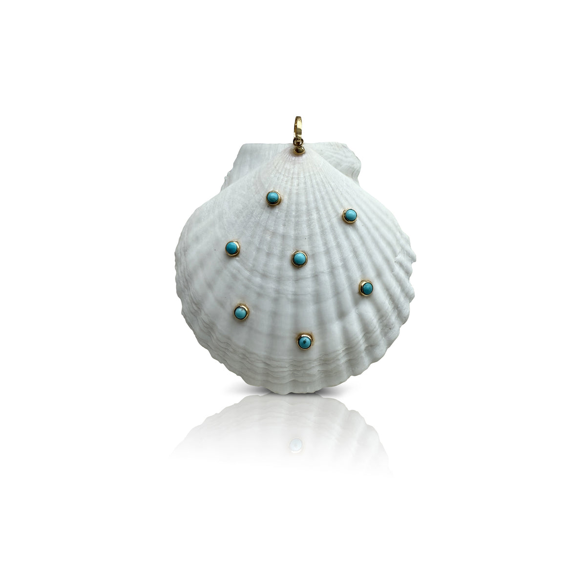 14k Bezel Turquoise Clam Shell Pendant