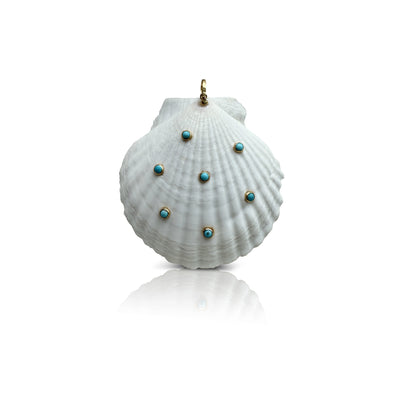 14k Bezel Turquoise Clam Shell Pendant