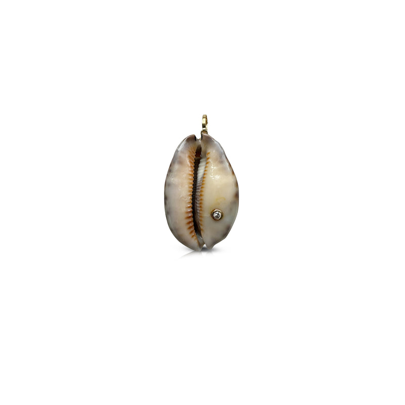14k and Diamond Large Cowrie Shell Pendant