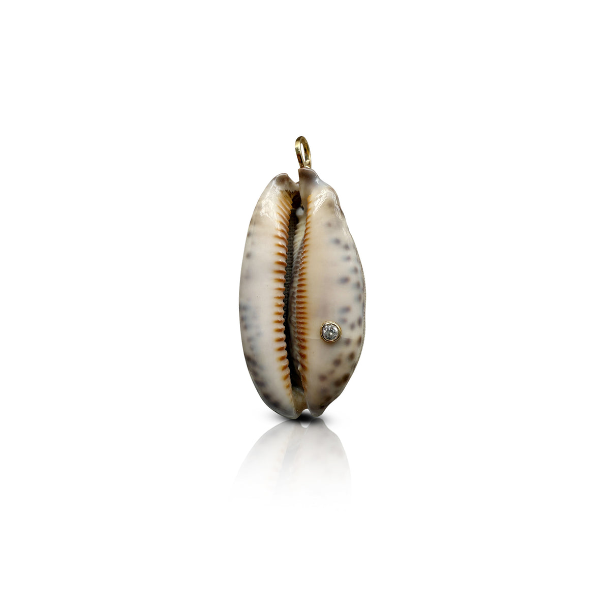 14k and Diamond Large Cowrie Shell Pendant