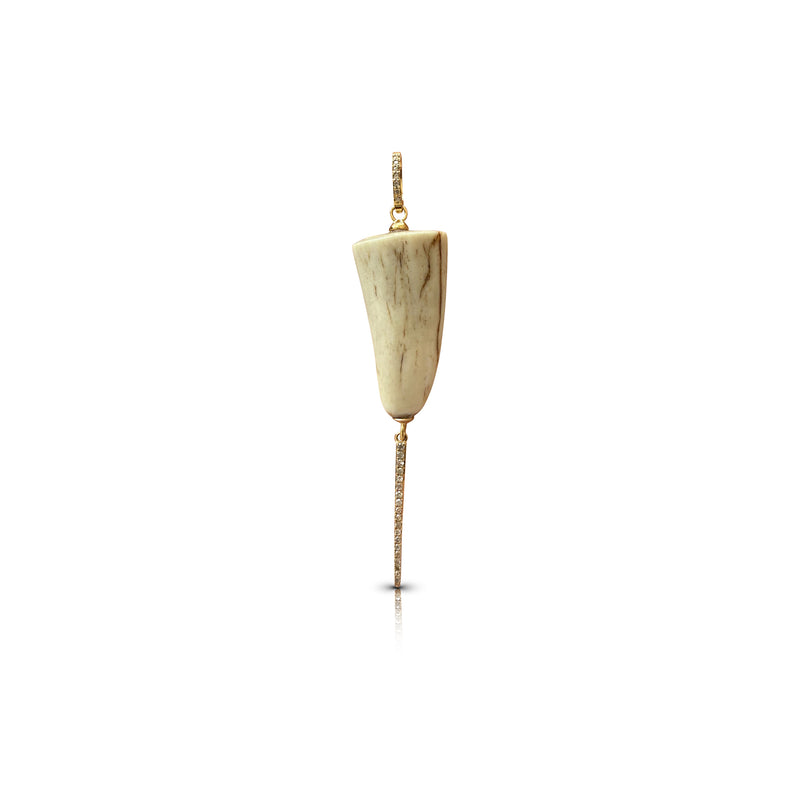 14k White Polished Elk Tip Pendant with Pave Diamond Spike