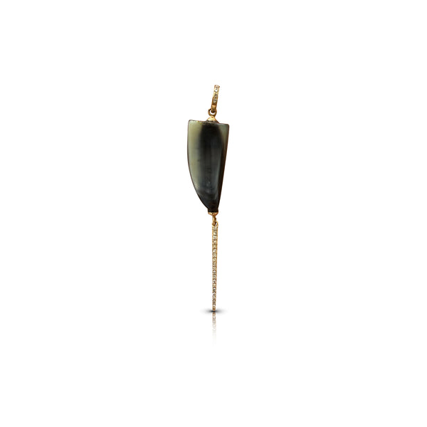 14k Water Buffalo Horn Pendant with Pave Diamond Spike