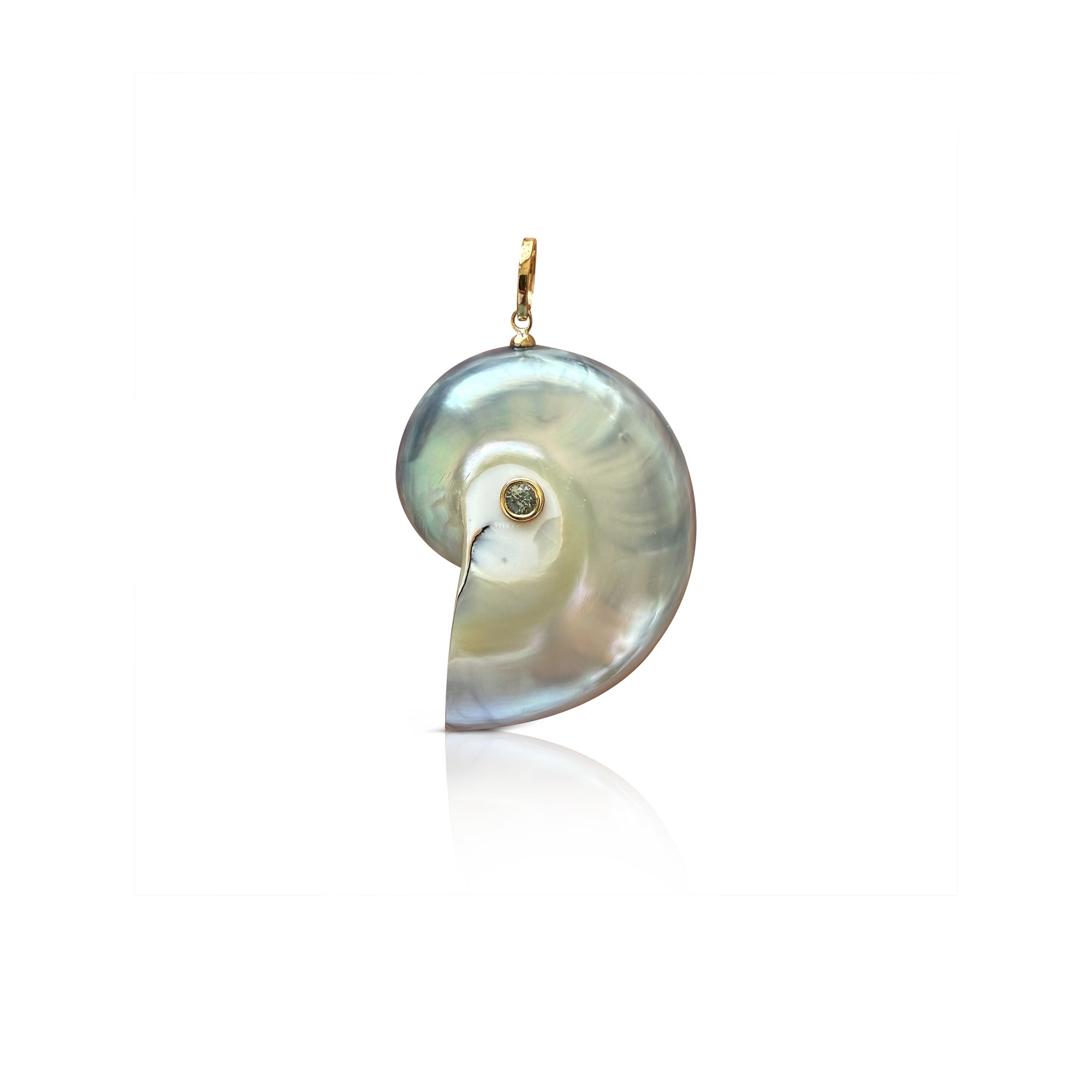 14k Mother of Pearl Grey Shell Pendant