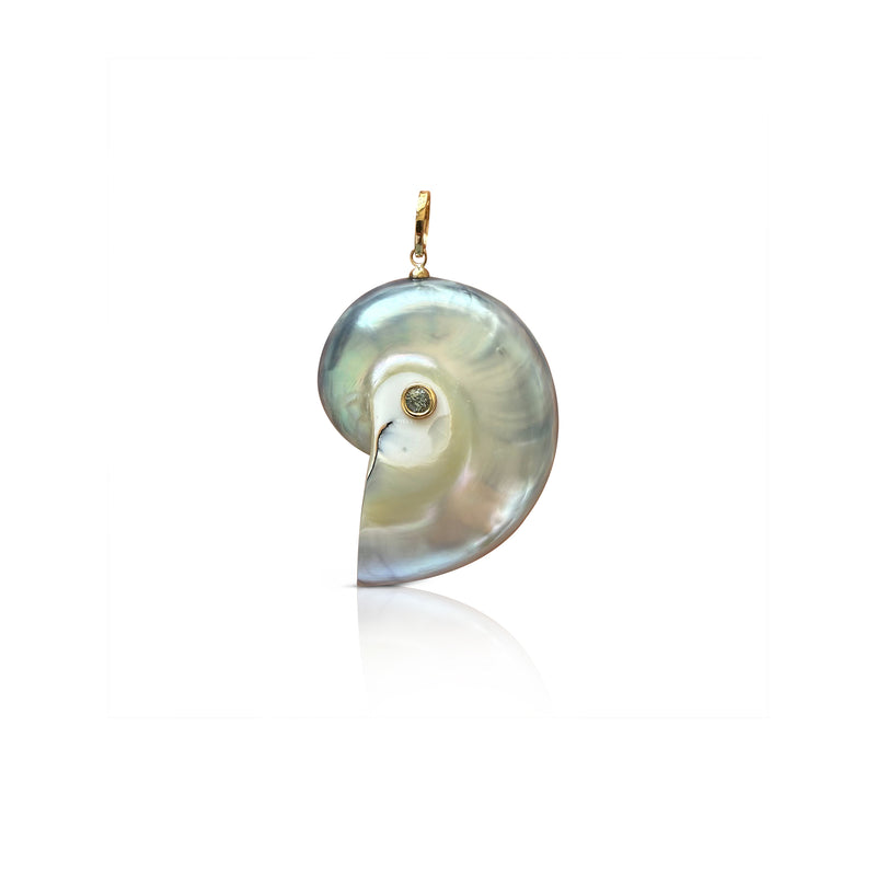 14k Mother of Pearl Grey Shell Pendant