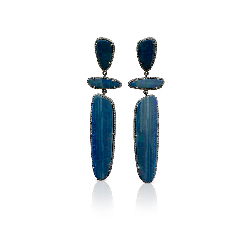 Boulder Opal Triple Drop Earrings