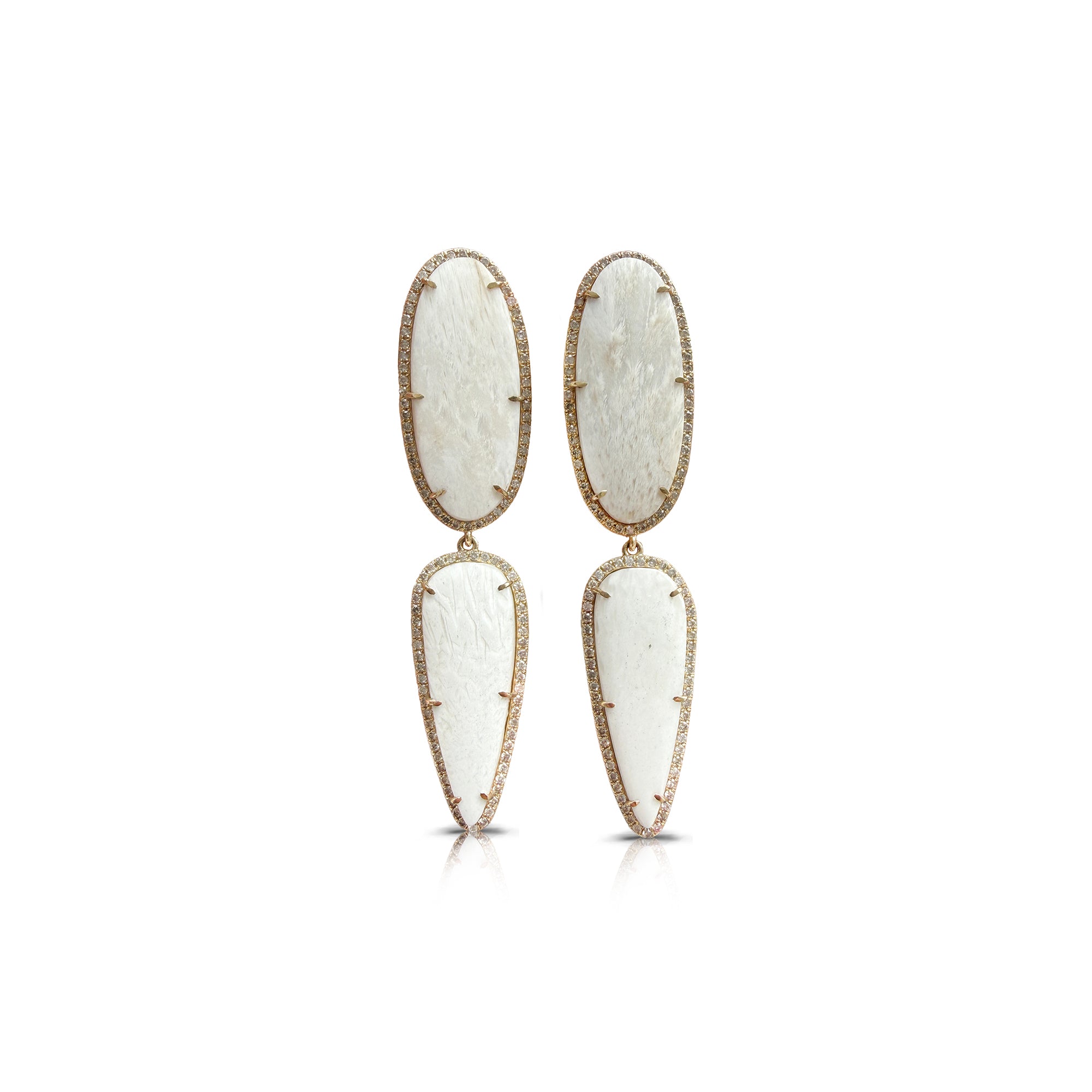 14k Scolecite Double Drop Earrings