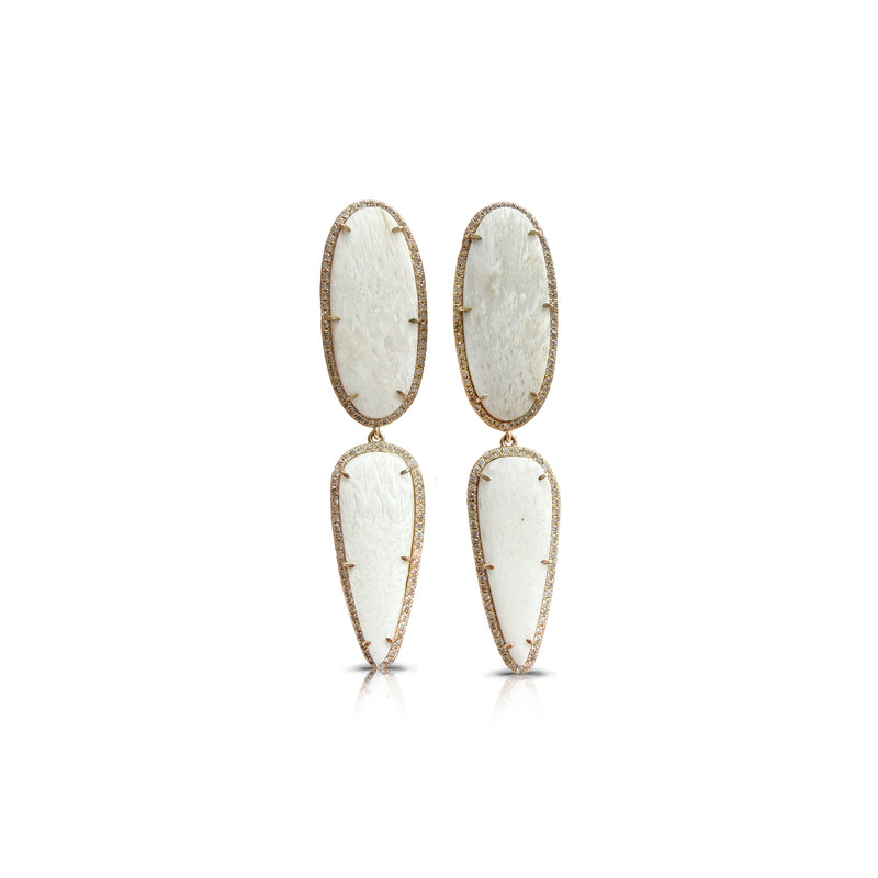 14k Scolecite Double Drop Earrings