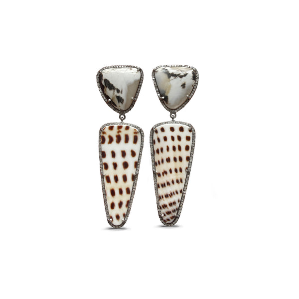 Spiney Oyster Shell Double Drop Earrings