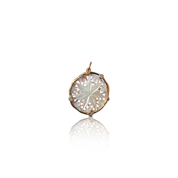 14k Mother of Pearl Star Bezel Diamond Charm