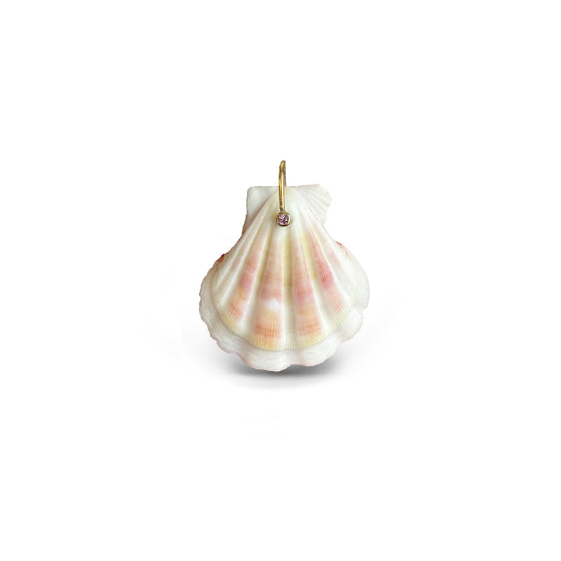 14k Pink Scallop Sapphire Shell Charm