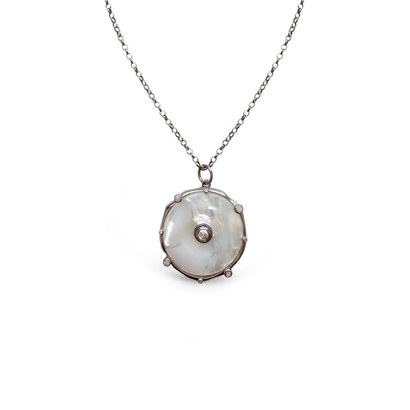 White MOP + Diamond Donut Necklace