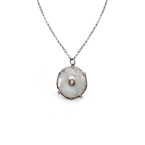 White MOP + Diamond Donut Necklace