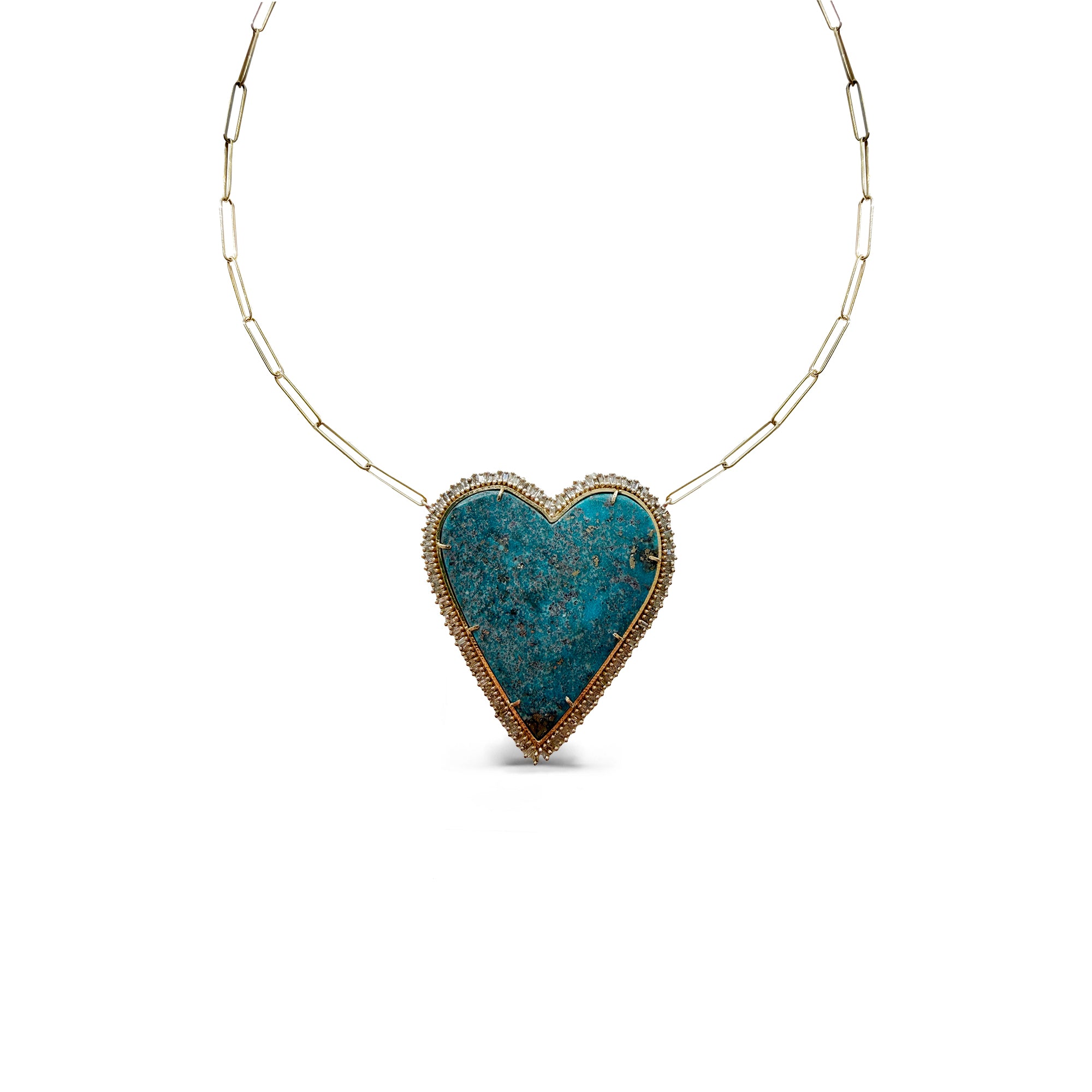 14k Blue View Turquoise Heart Necklace