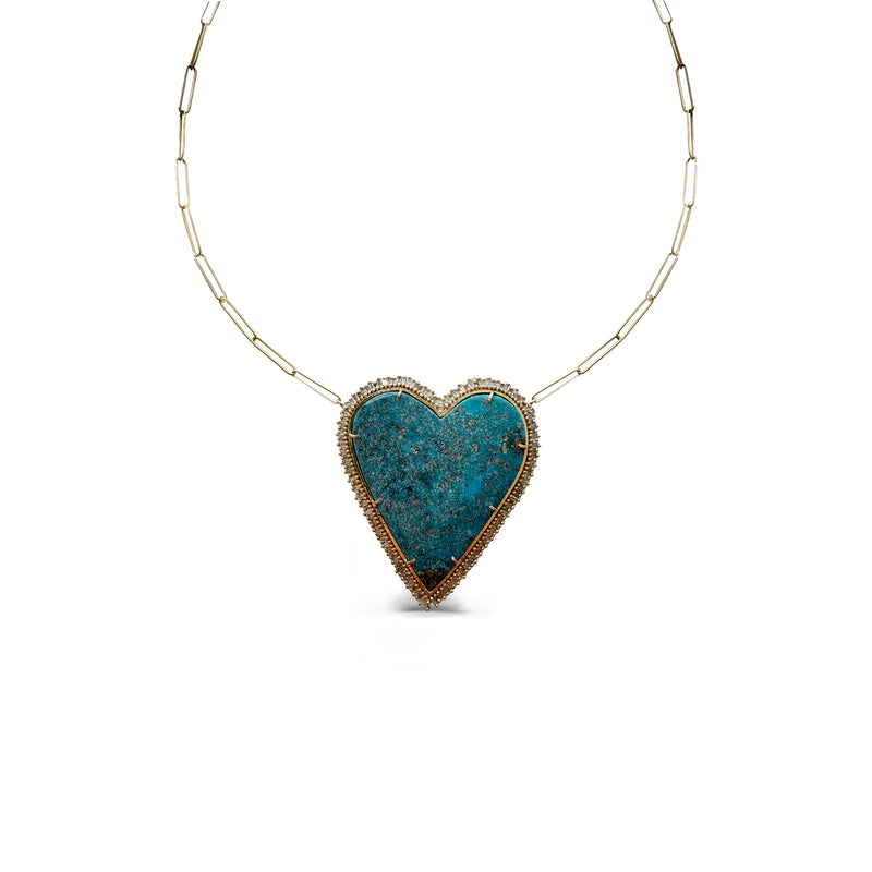 14k Blue View Turquoise Heart Necklace