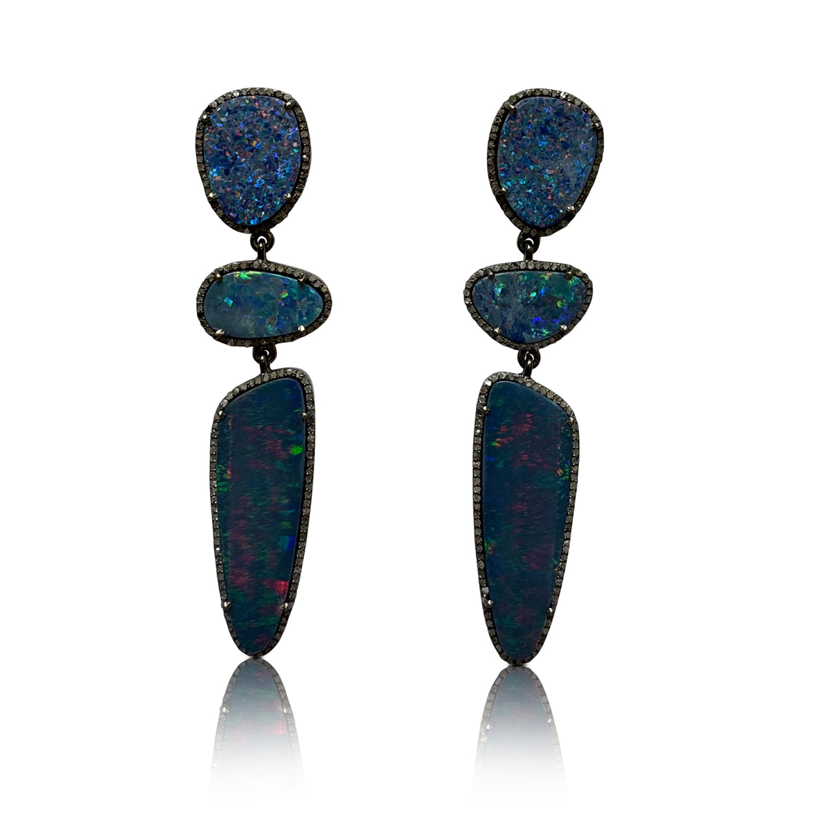 Boulder Opal Triple Drop Earrings 4